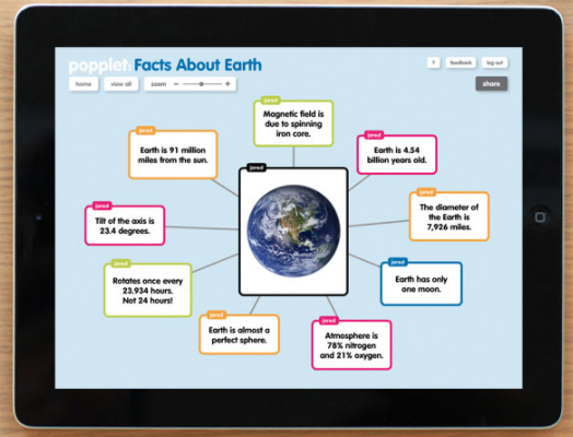 Shows popplet visual map about Earth