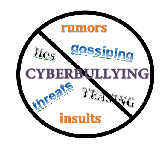 Sign crossed out to stop cyberbullying