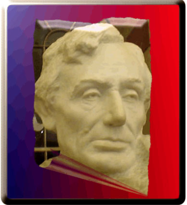 Abe Lincoln statue head on trading card