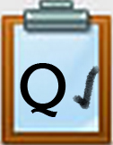 Image for a student checklist - a notepad with Q and a checkmark