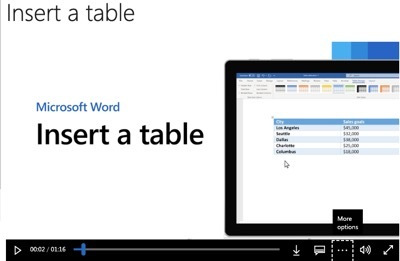 Image of the Video from Microsoft Word to Insert a Table