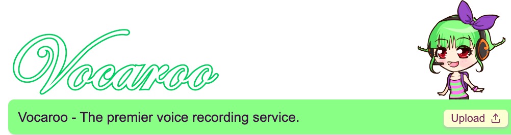 Screenshot of Vocaroo audio recording site with pixie girl