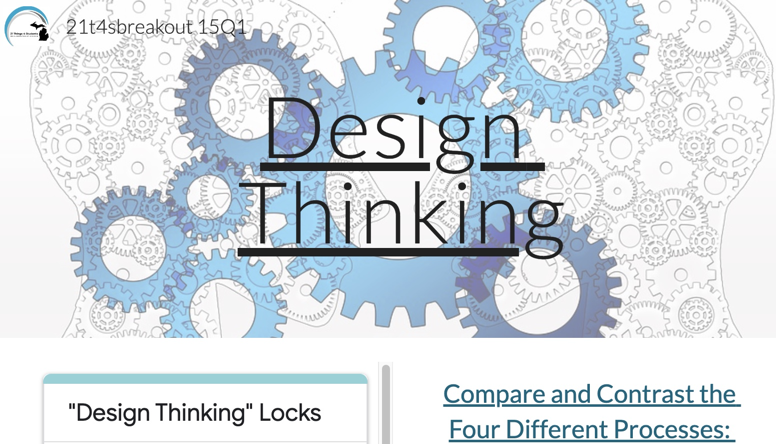 Screenshot of a title Design Thinking, on the web page for the Digital Breakout Activity.