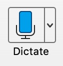 Icon showing a microphone and the text Dictate in Microsoft Word Desktop app