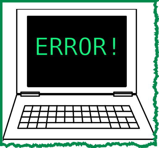 Computer laptop with ERROR! on the screen