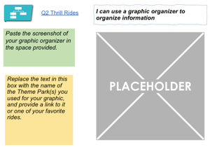 Screenshot of a portfolio page with a place to paste the screenshot of the graphic organizer
