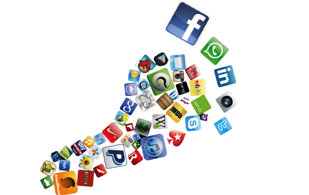 Grqphic of a digital footprint made up of social media and application icons