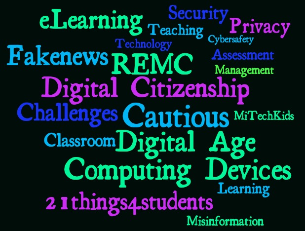 A word cloud of terms for a digital age classroom