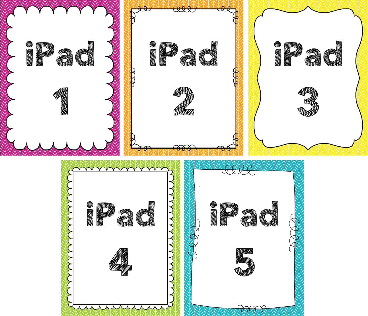 image of 5 example background screens numbered 1 through 5. 